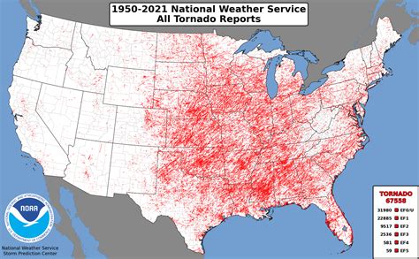 The National Oceanic and Atmospheric Administration has been tracking tornadoes for decades. . Noaa tornado history map